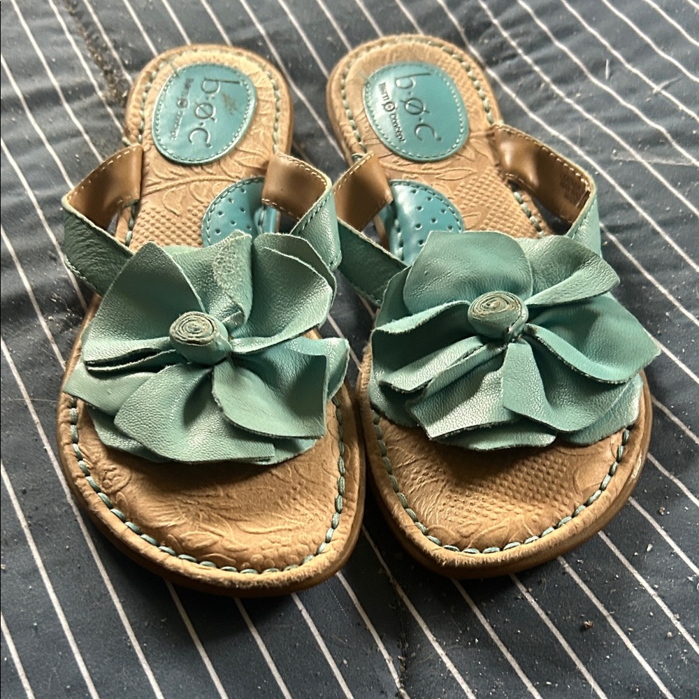 b.o.c. Teal and Tan Floral Sandals